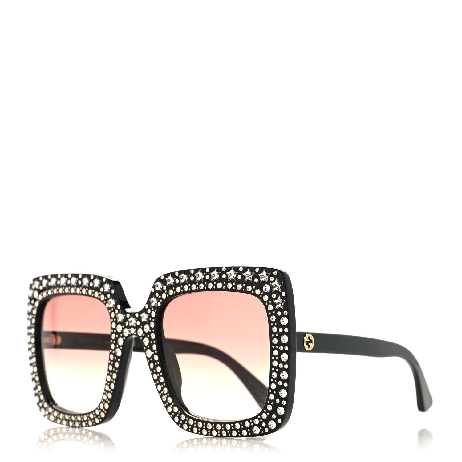 Gucci Acetate Crystal Oversize Sunglasses GG0148S Black 1 of 8