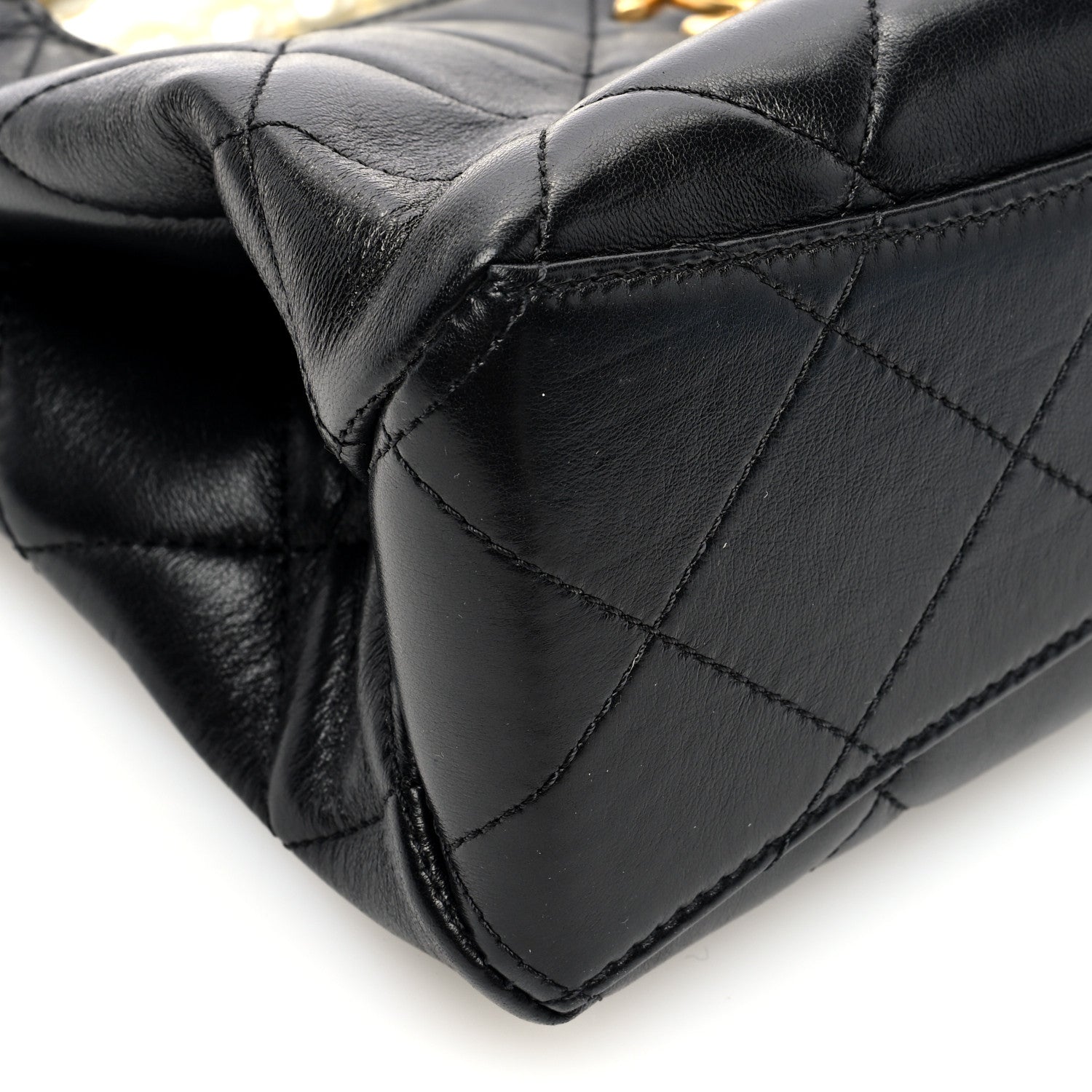 Chanel Shiny Lambskin Pearl Small Shopping Bag Black 9 of 10
