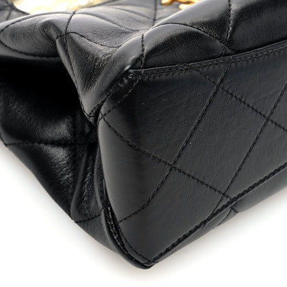 Chanel Shiny Lambskin Pearl Small Shopping Bag Black 9 of 10