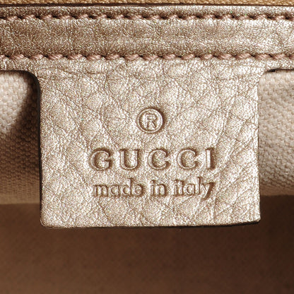 Gucci Leather Bamboo Medium Shopper Boston Bag Golden Beige 6 of 7