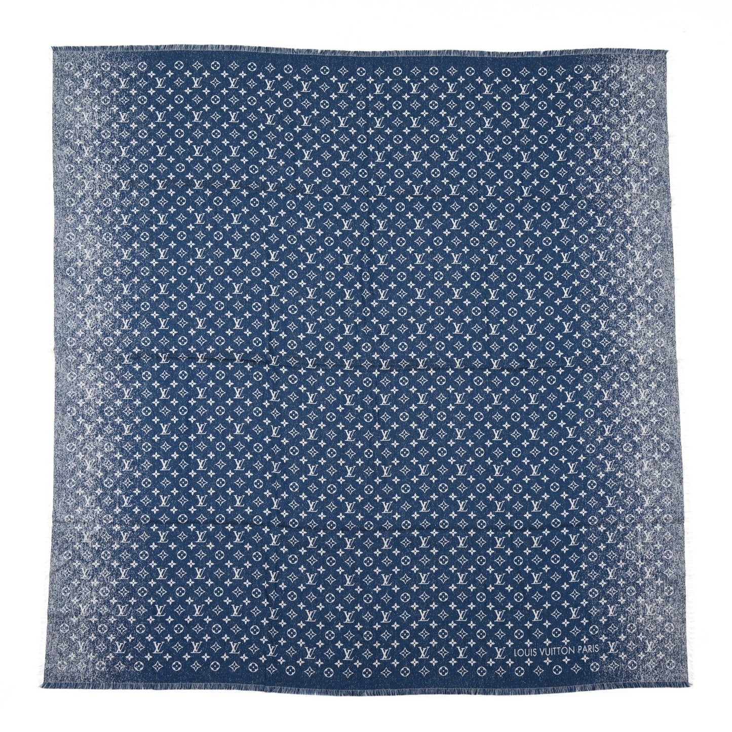 Cotton Wool Silk Monogram Gradient Denim Shawl