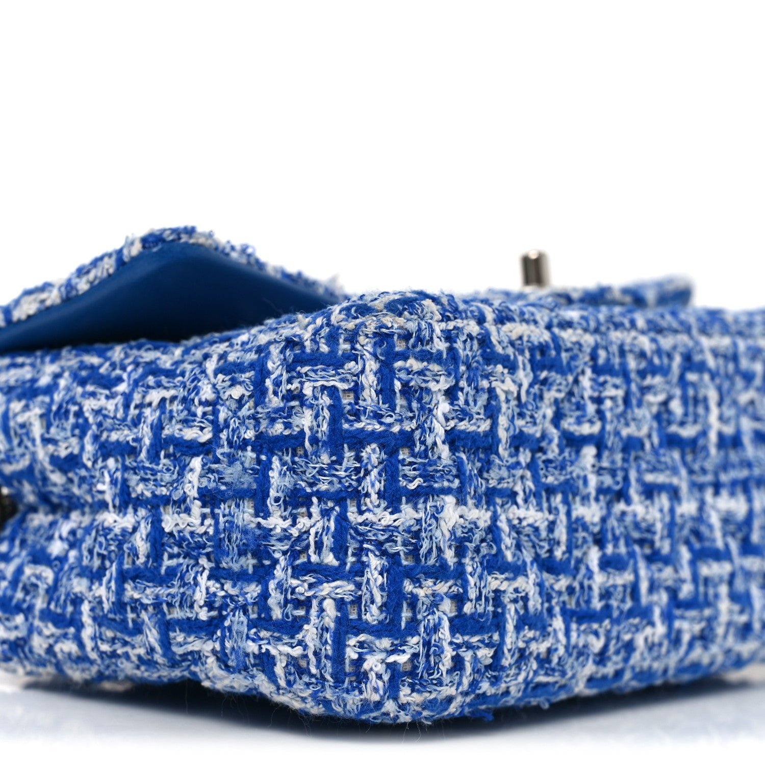 Chanel Tweed Quilted Mini Rectangular Flap Blue White 9 of 11