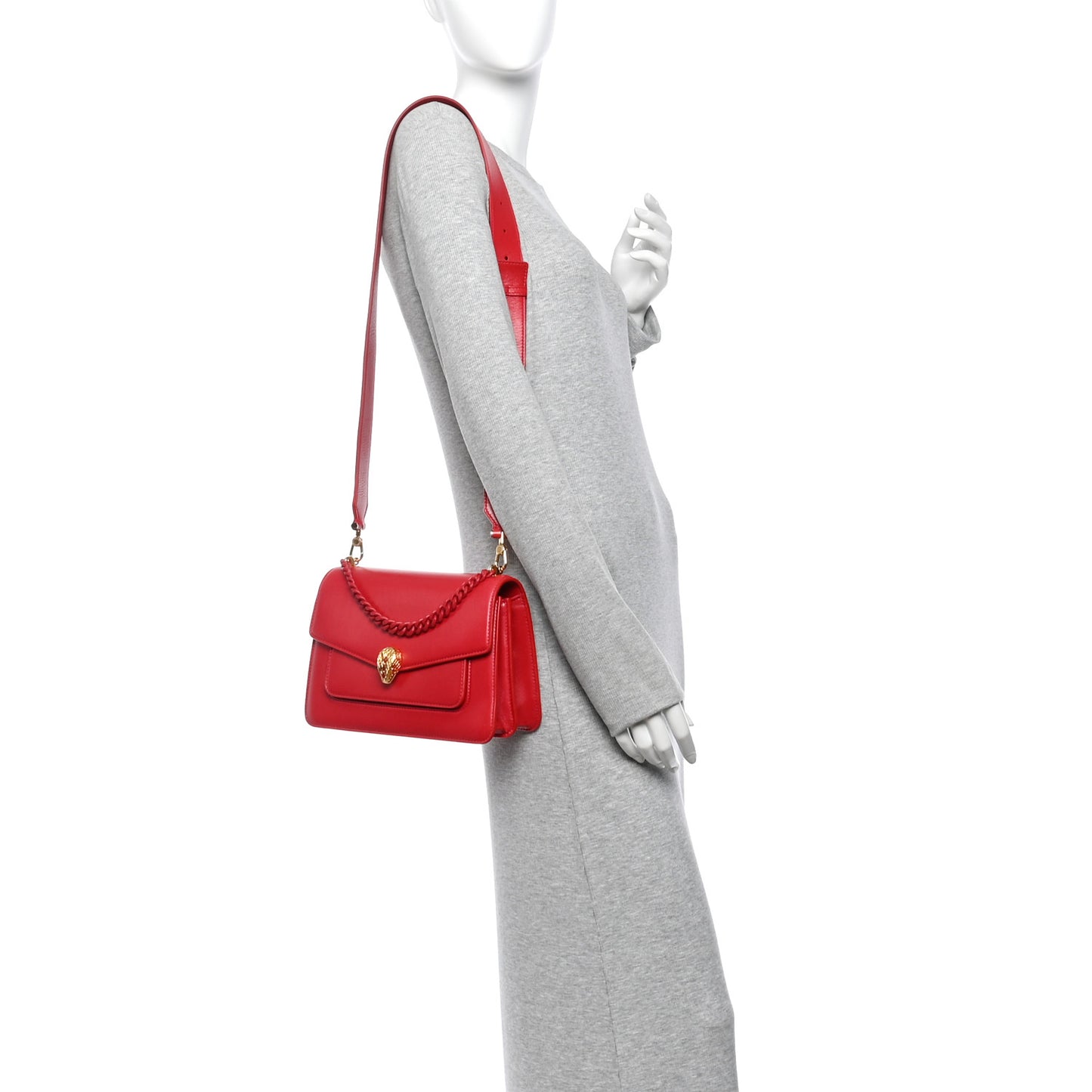 Nappa Monochrome Serpenti Forever Large Maxi Chain Crossbody Bag Red
