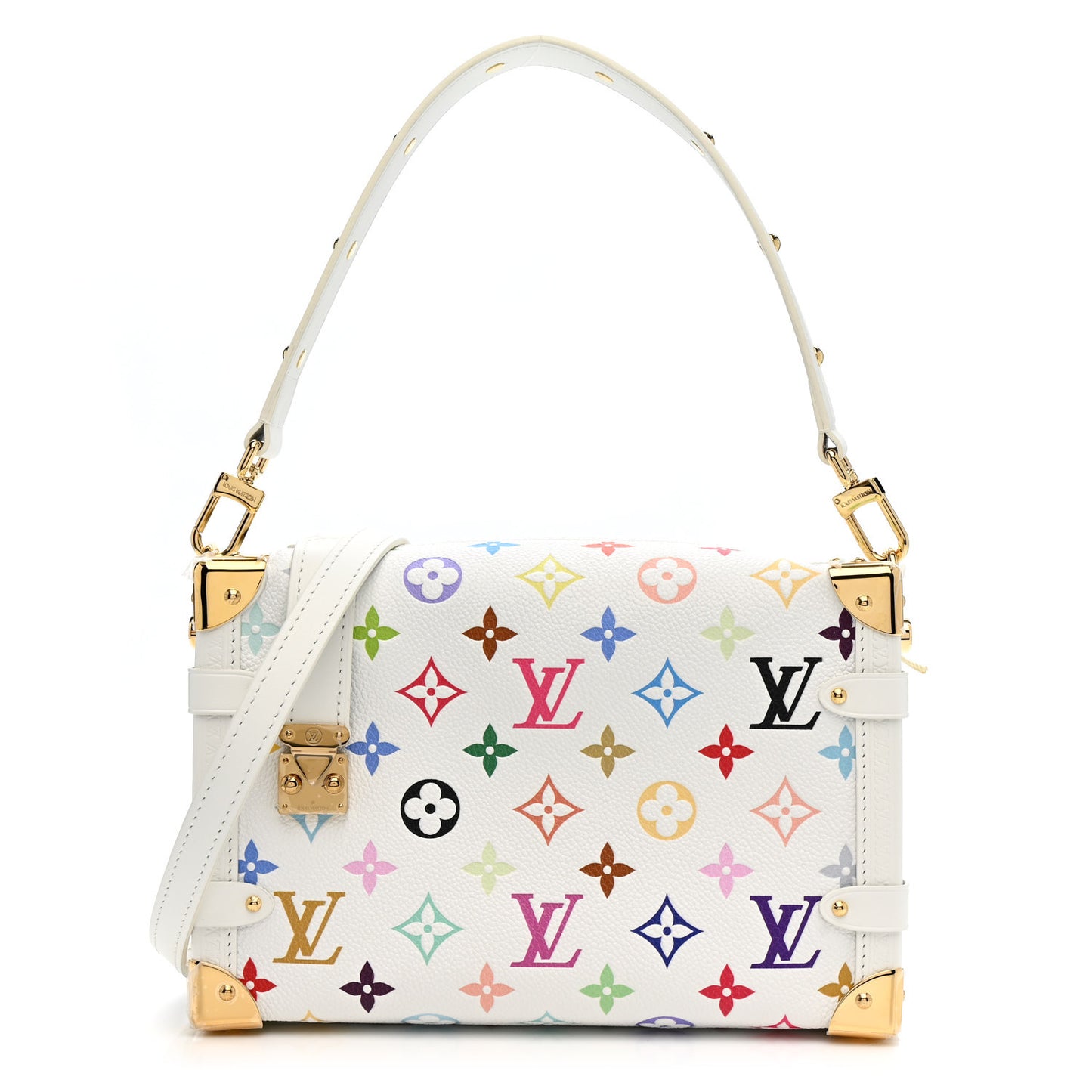 LV x TM Cowhide Monogram Multicolor Side Trunk MM White