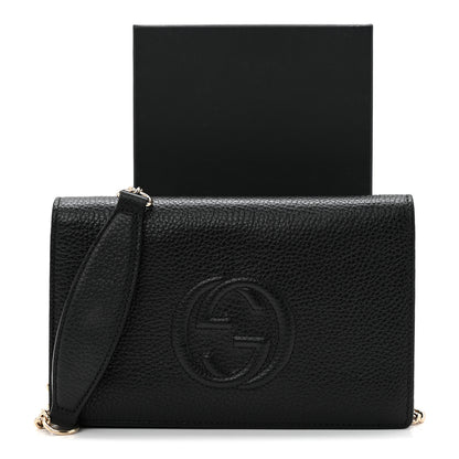 Gucci Pebbled Calfskin Soho Wallet On Chain Black 10 of 10