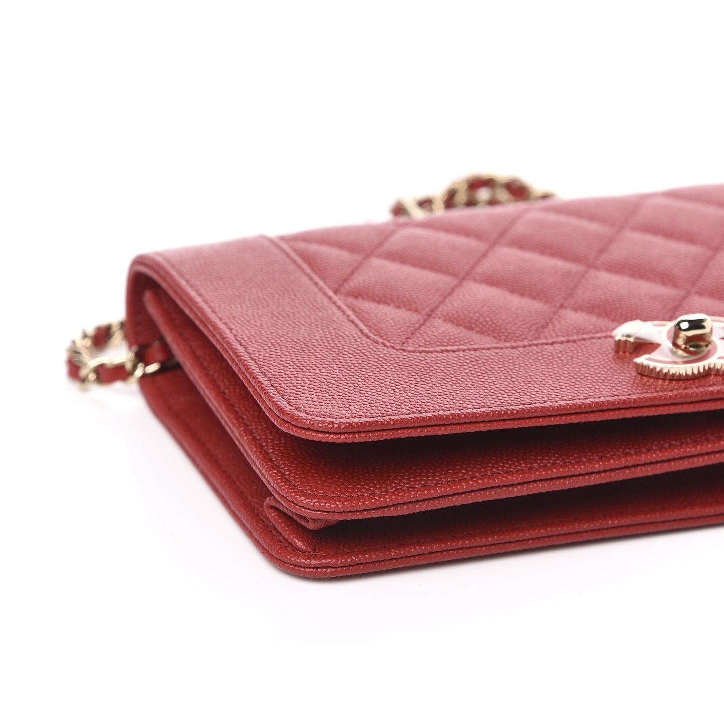 Caviar Quilted Vintage Mademoiselle Wallet On Chain WOC Red