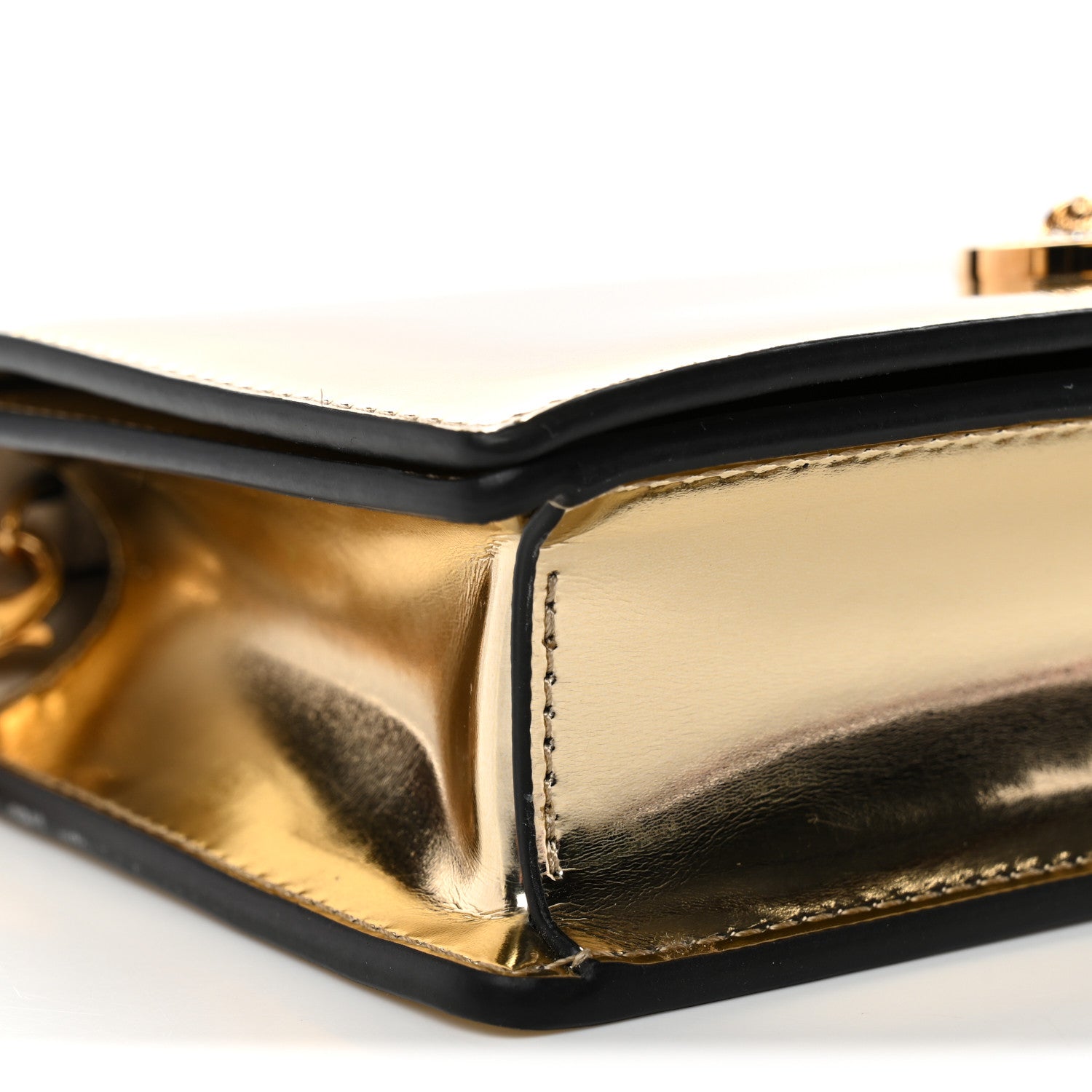 Versace Patent Metallic Crystal Medusa Clutch On Chain Gold 8 of 9