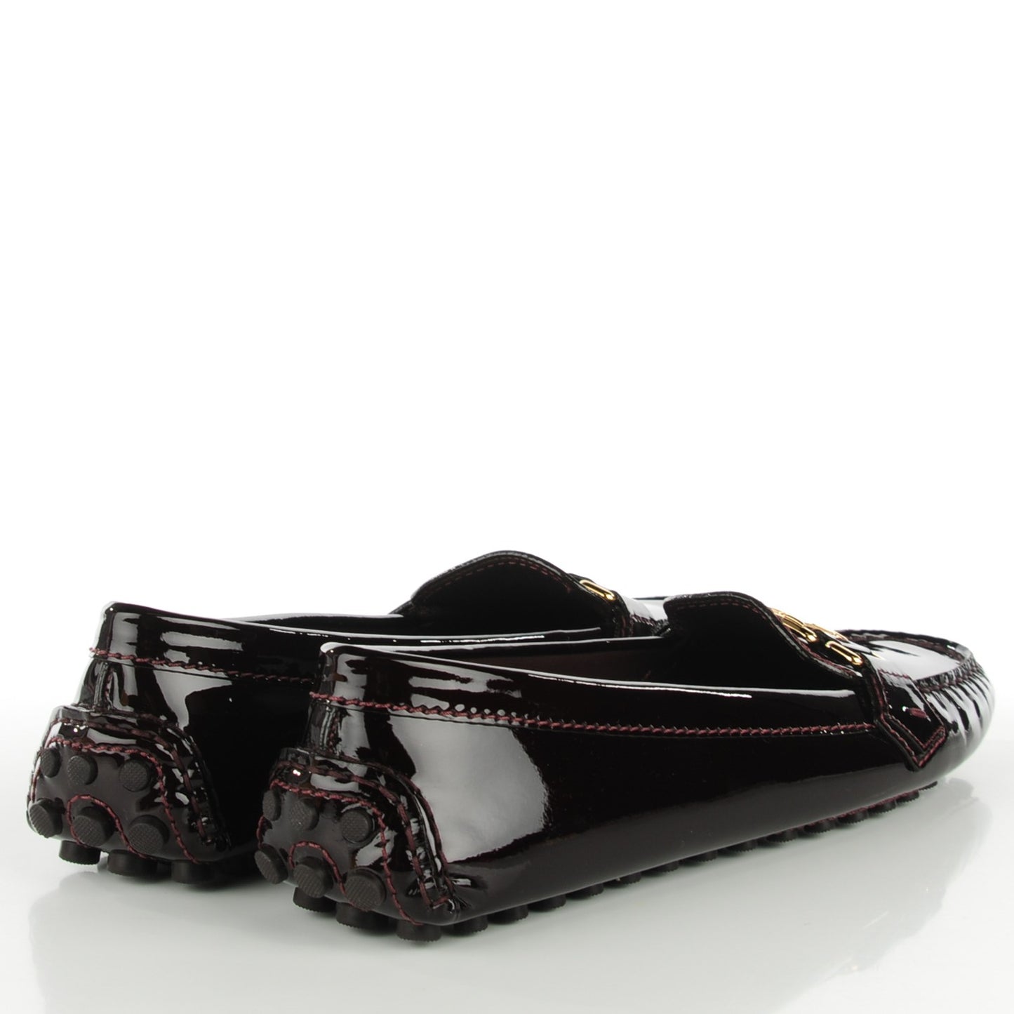 Patent Calfskin Oxford Loafers 40 Amarante