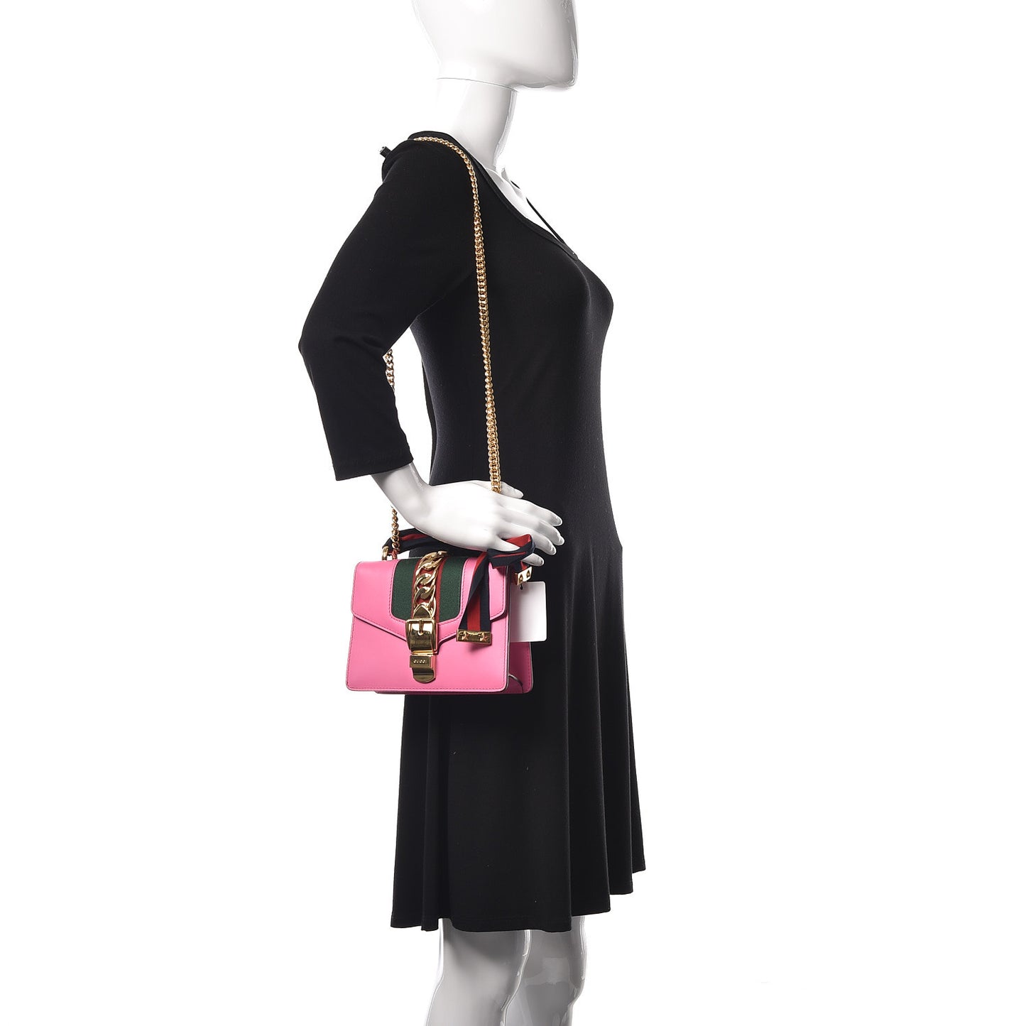 Vitello Fontanella Web Mini Sylvie Chain Shoulder Bag Pink Tropical Flower