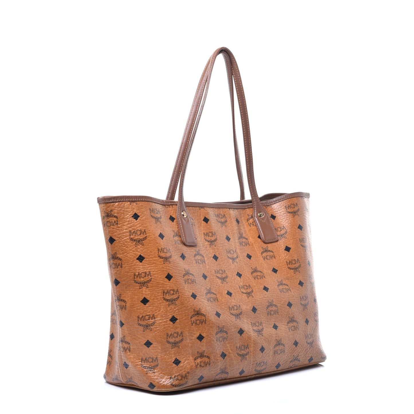 Visetos Crocodile Embossed Medium Liz Shopper Tote Cognac