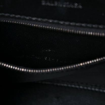 Balenciaga Shiny Calfskin Monochrome Crocodile Embossed Small Hourglass Top Handle Bag Black 7 of 19