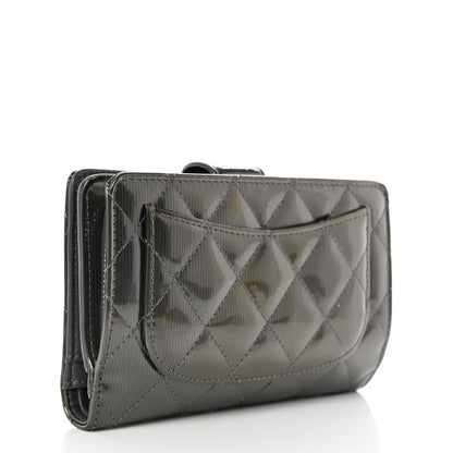 Chanel Striated Patent CC French Wallet Dark Grey 3 of 10