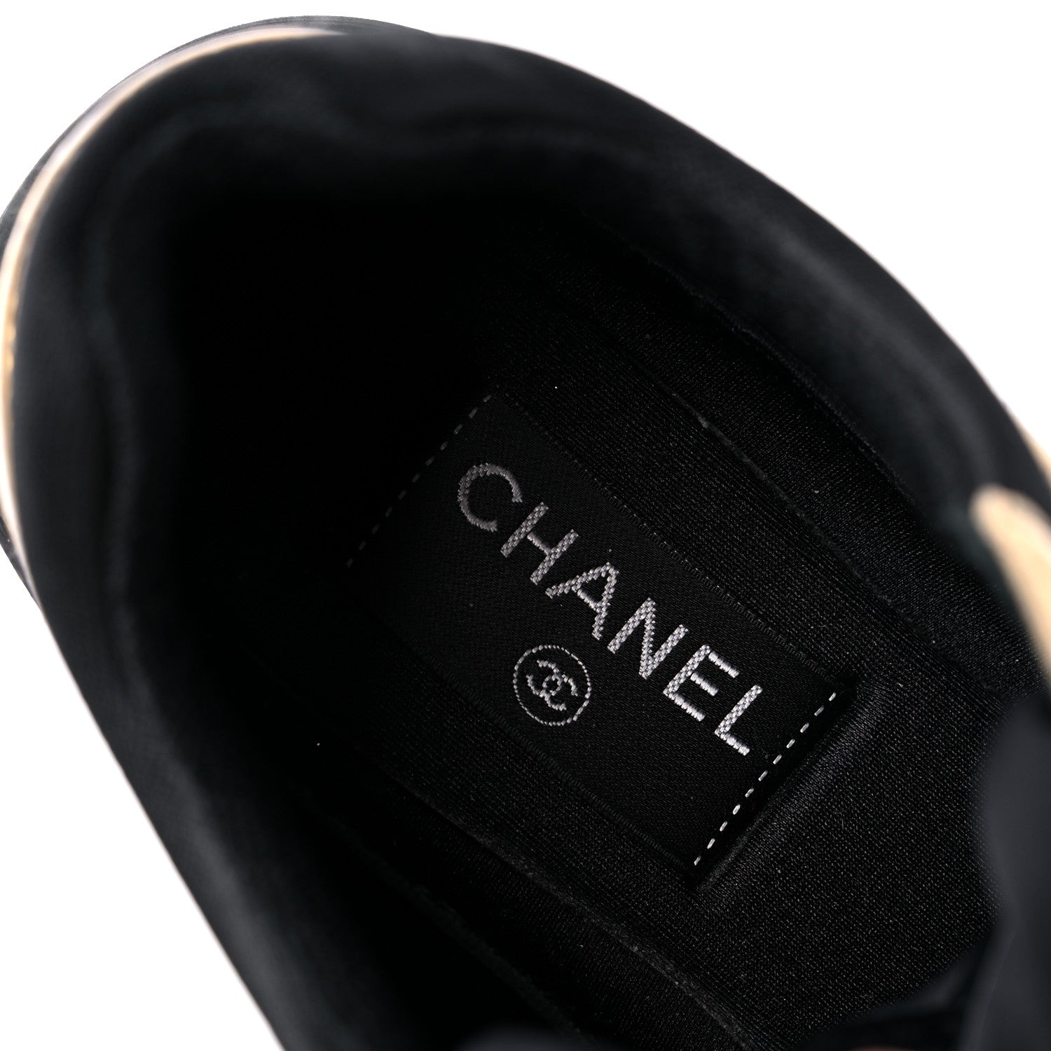 Chanel Satin Lambskin Fabric Tweed CC Sneakers 35.5 Gold Black 7 of 11