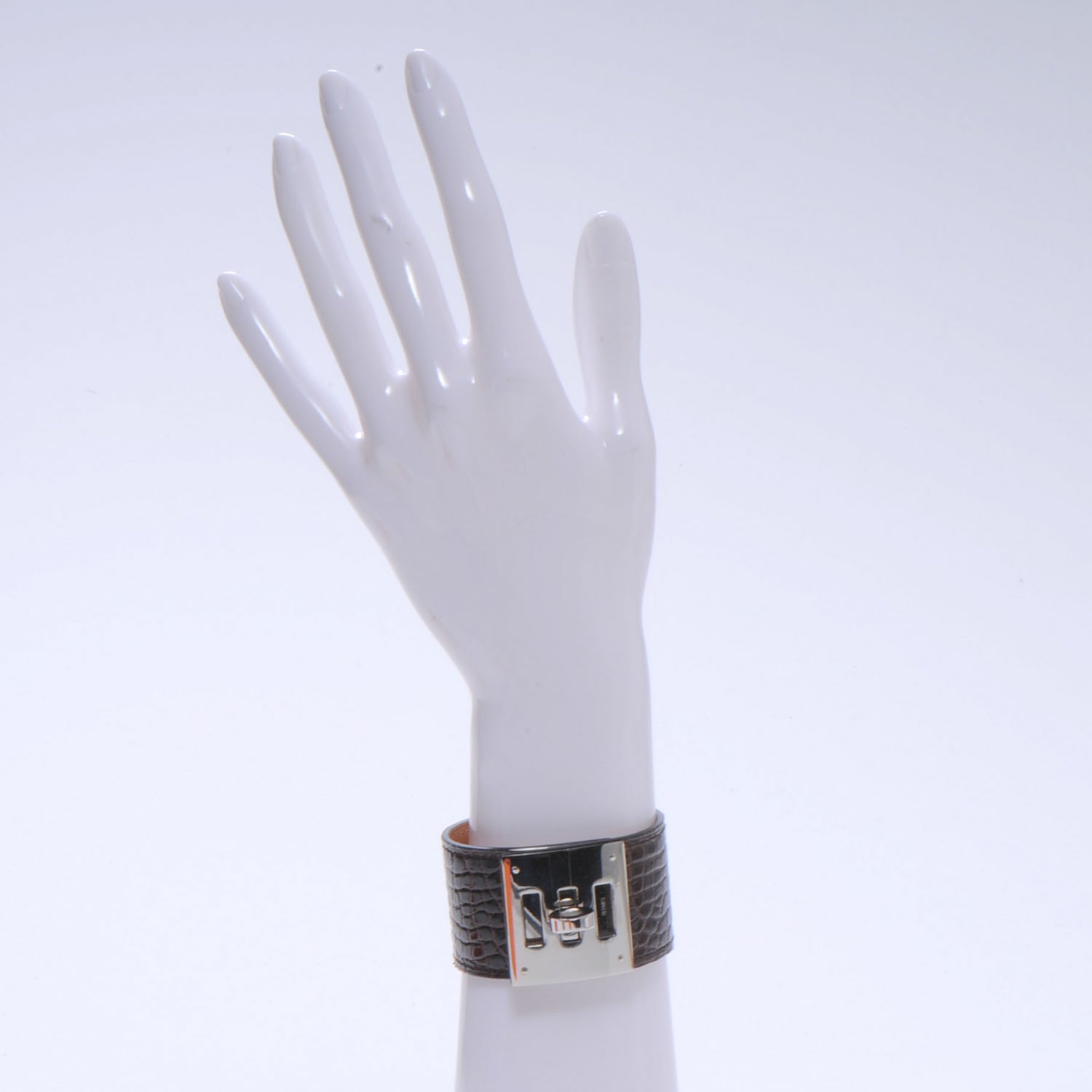 Hermes Shiny Alligator Kelly Dog Cuff Havanne 2 of 6