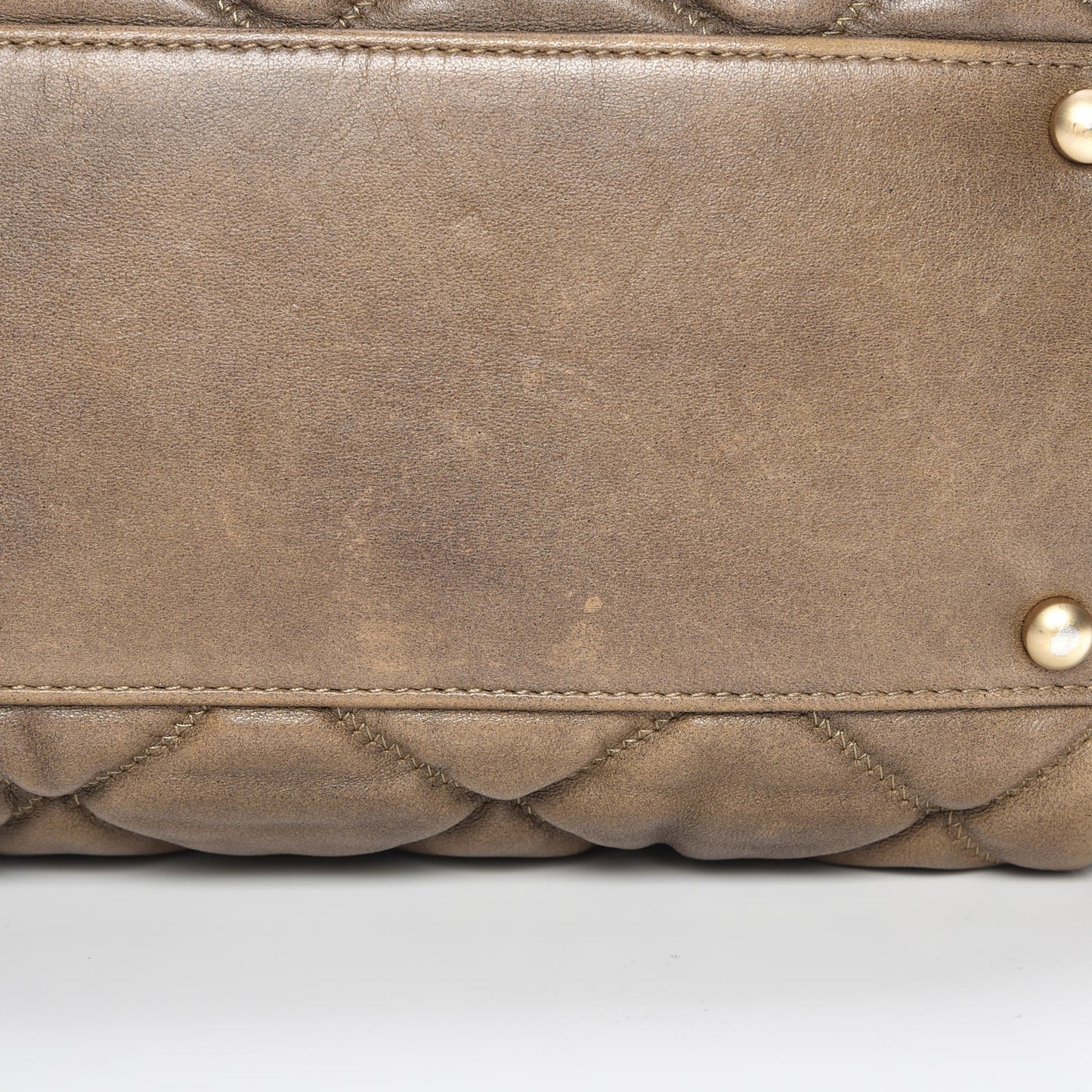 Lambskin Bubble Quilt Bowler Dark Beige