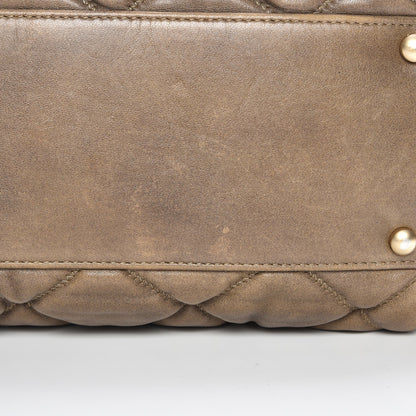 Chanel Lambskin Bubble Quilt Bowler Dark Beige 9 of 9