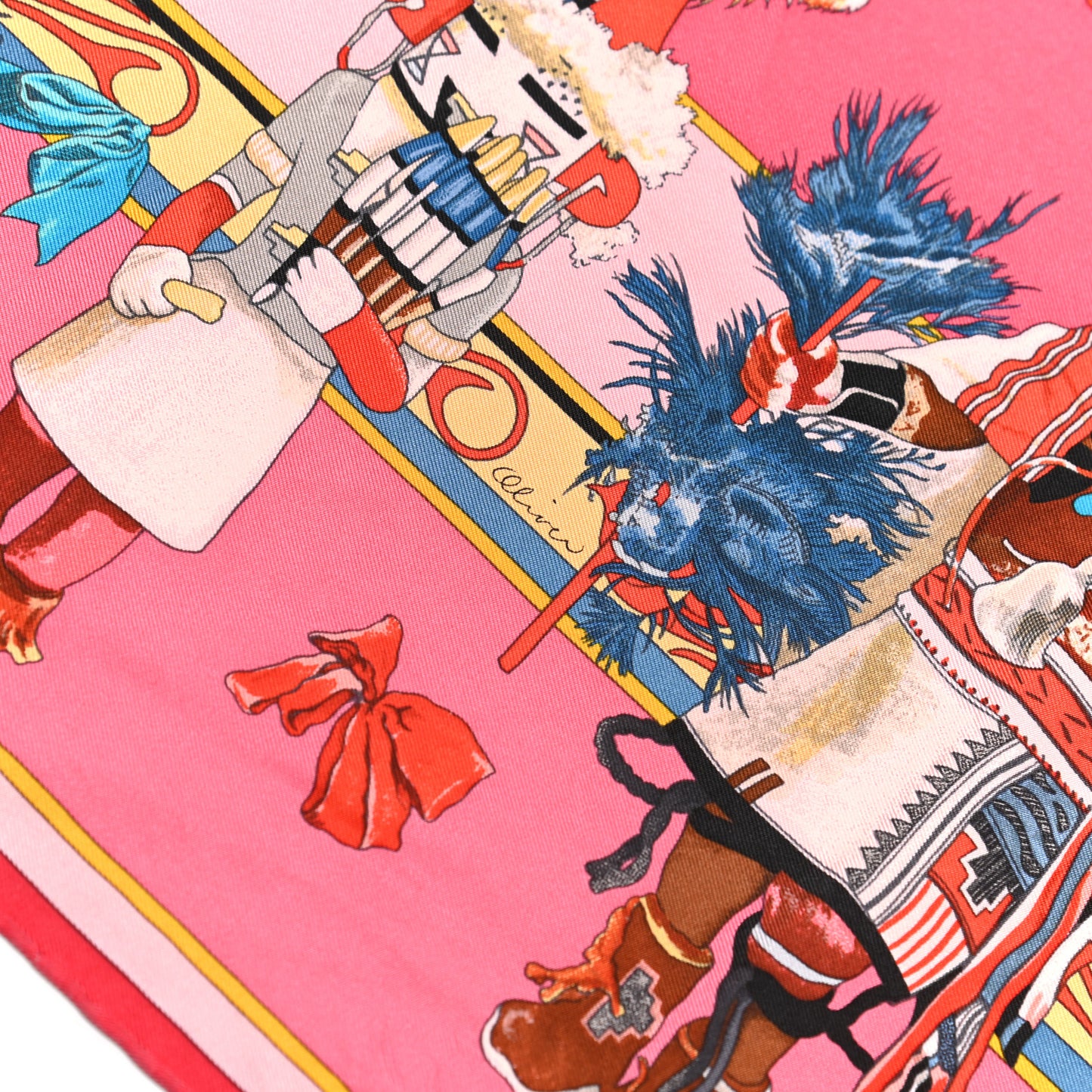 Silk Kachinas Wash Scarf 90 Rose Bleu Corail