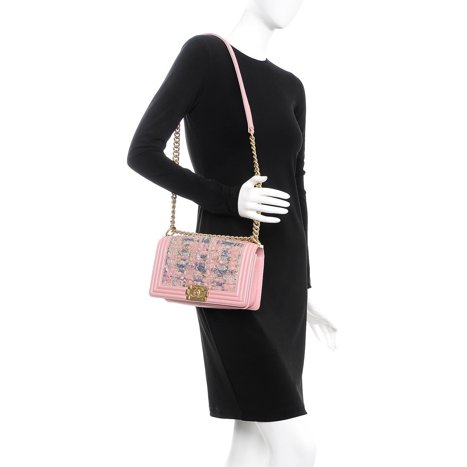Chanel Iridescent Tweed Lambskin Medium Boy Flap Pink 2 of 15