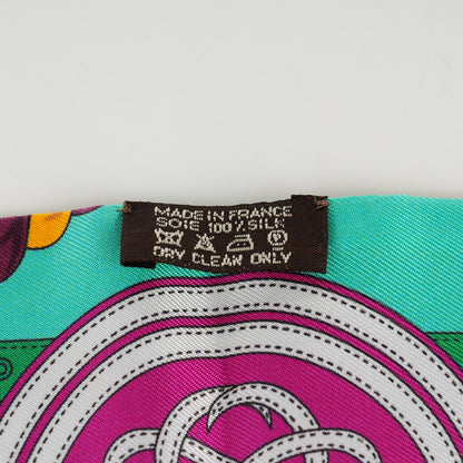 Hermes Silk Grande Tenue Twilly Rose Vif Vert Jaune D' Or 3 of 5