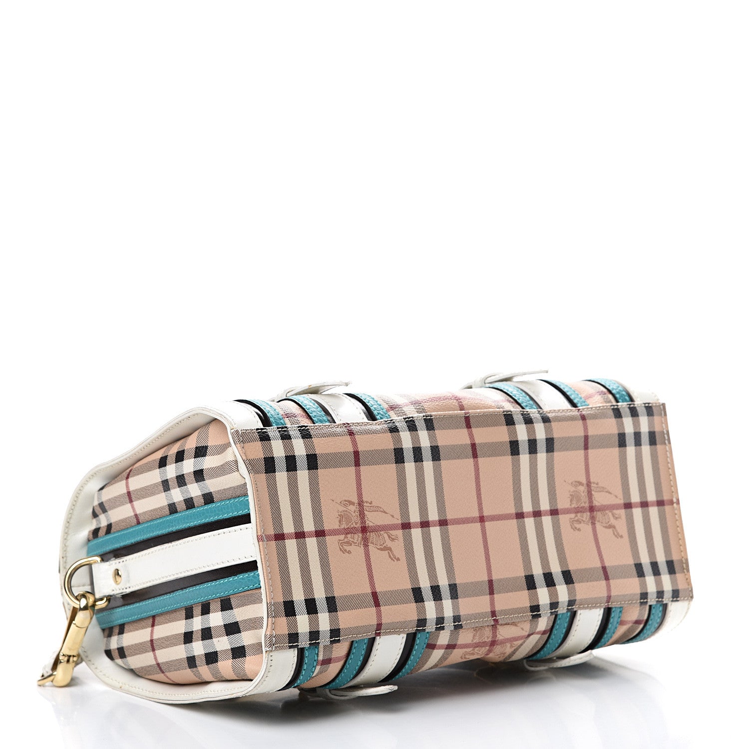 Burberry Haymarket Check Medium Alchester Bowling Bag White Aqua 3 of 21