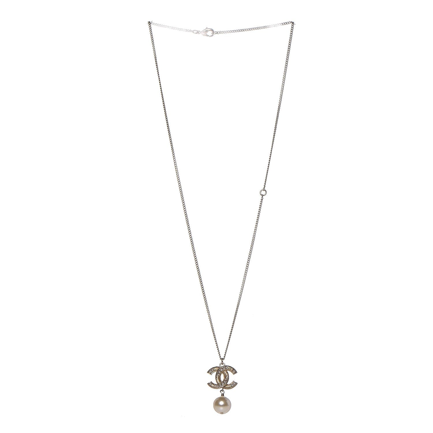 Chanel Pearl CC Drop Necklace Gold 3 of 4