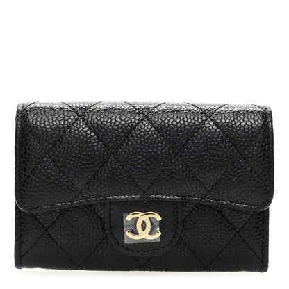 Chanel Caviar Quilted Flap Card Holder Wallet Black 1 of 7