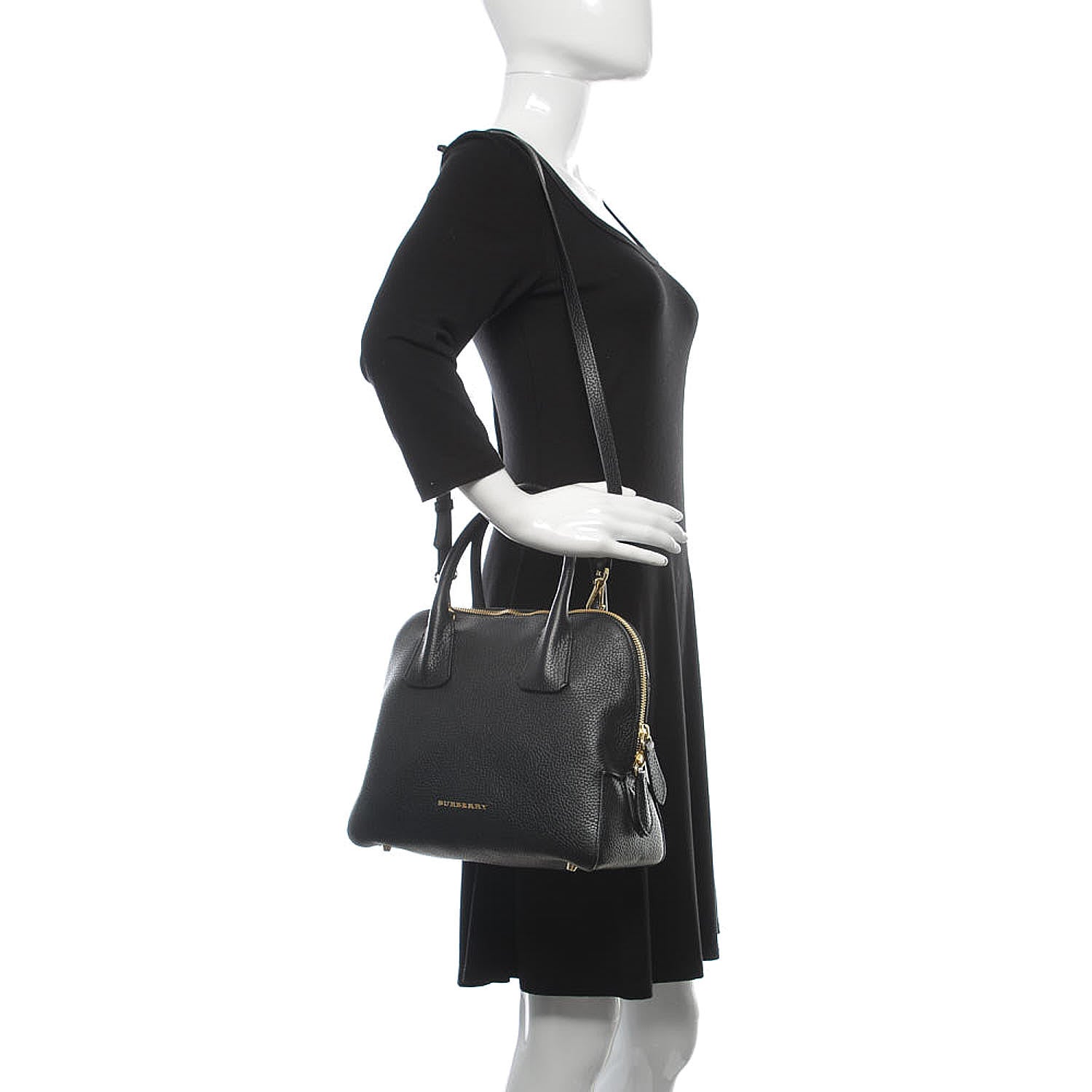 Burberry London Grainy Calfskin Small Greenwood Bowling Bag Black 3 of 13