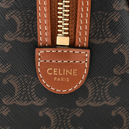 Celine Triomphe Canvas Calfskin Small Boston Bag Tan 6 of 10