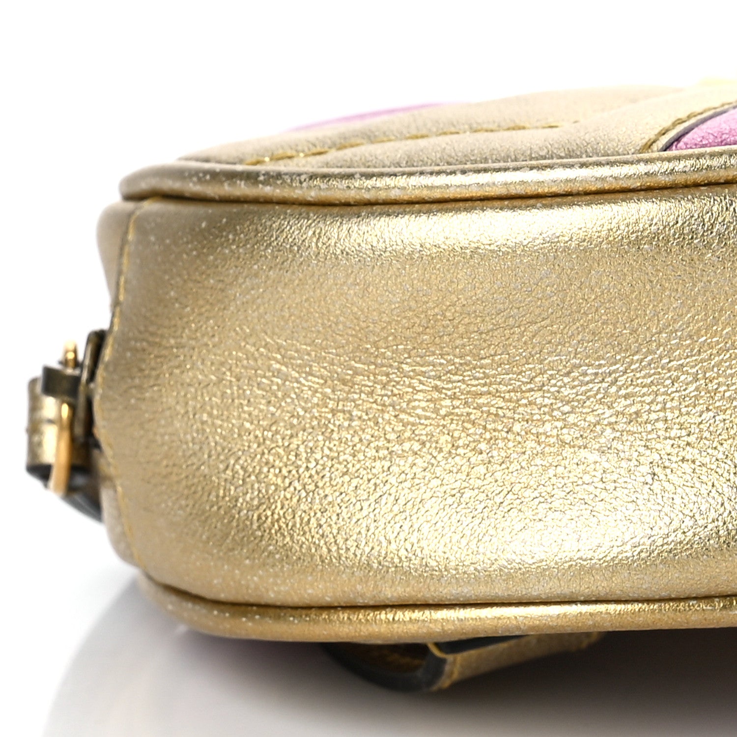 Gucci Metallic Nappa Matelasse Heart GG Marmont Belt Bag 75 30 Oro Vecchio Rosa 9 of 11