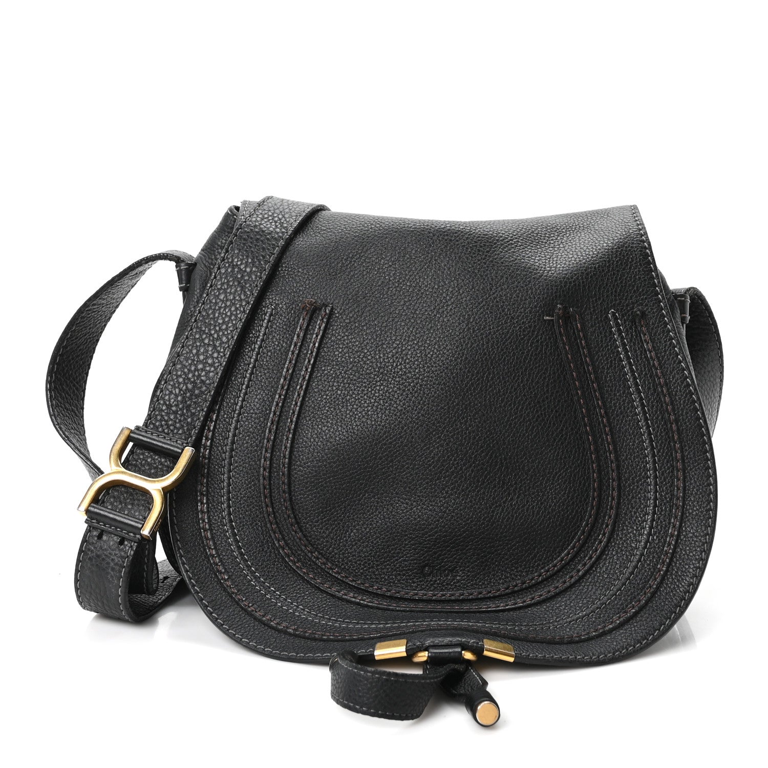 Chloe Grained Calfskin Medium Marcie Saddle Bag Black 1 of 10