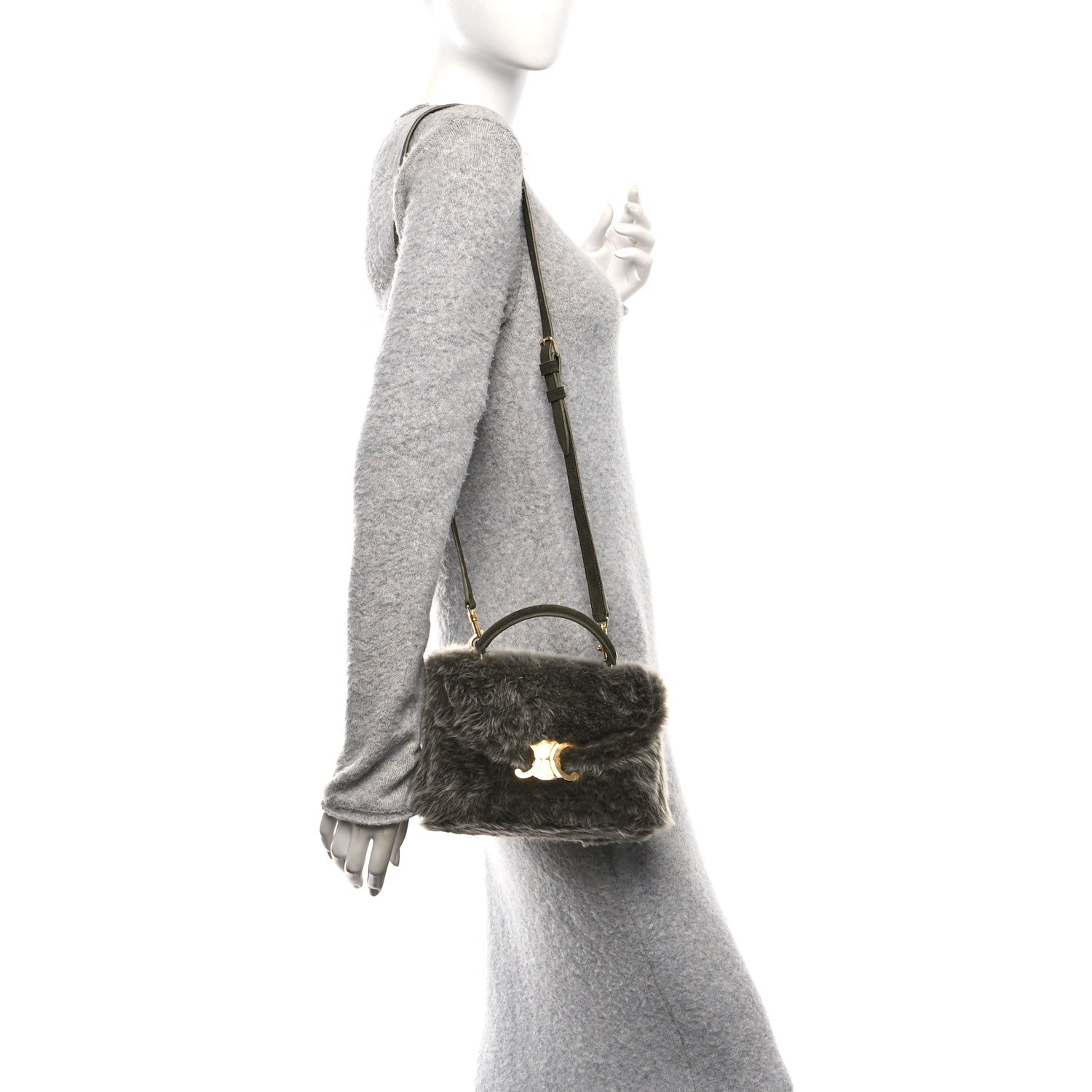 Celine Shearling Suede Calfskin Teen Nino Golden Khaki 2 of 10