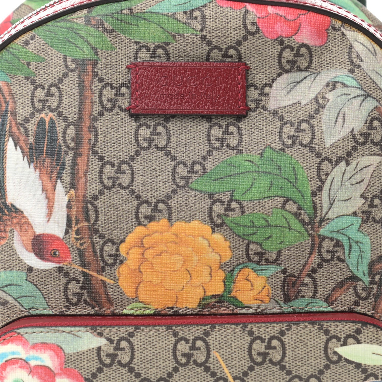 Gucci GG Supreme Monogram Tian Web Small Day Backpack Beige Multicolor Red 9 of 11