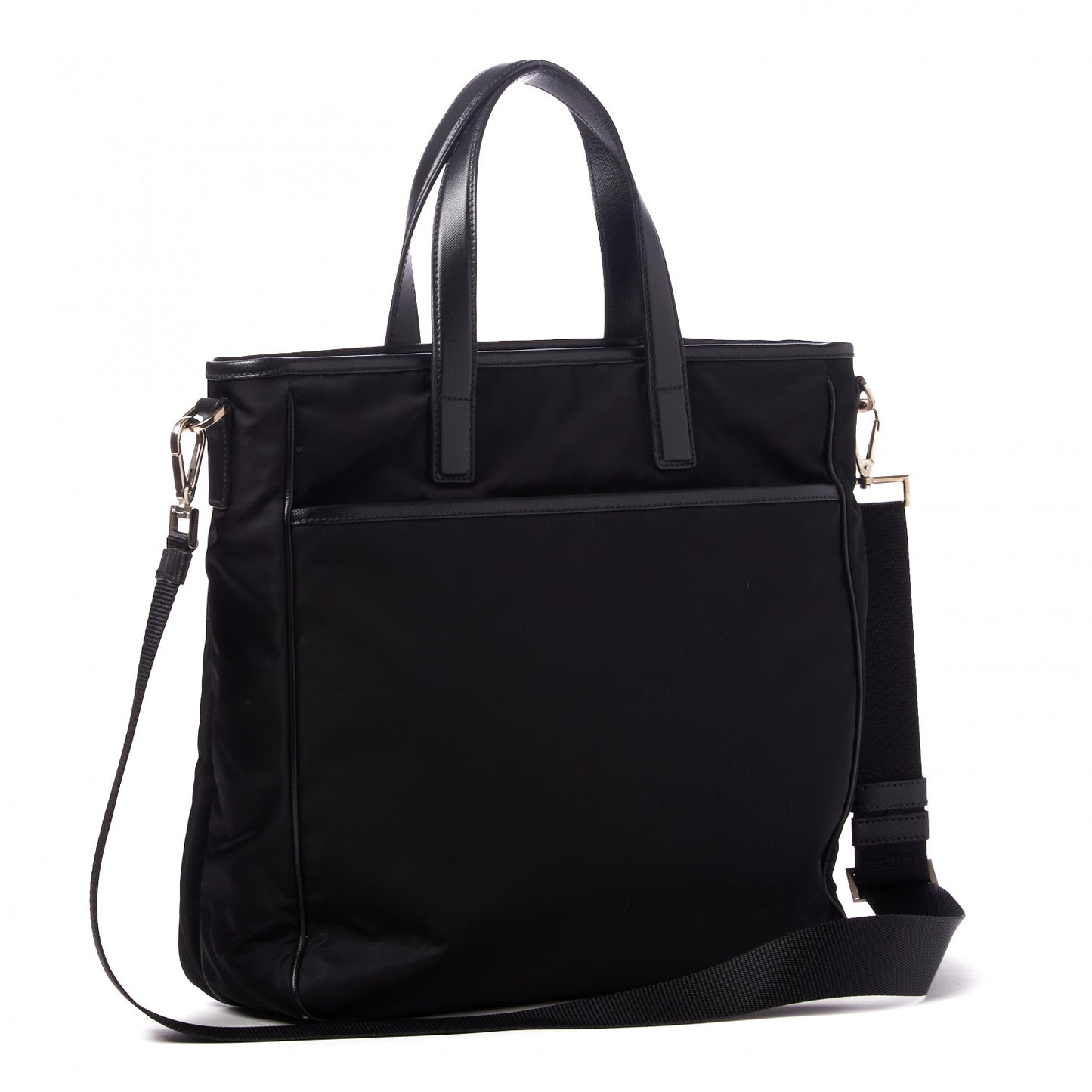Tessuto Nylon Saffiano Shopping Tote Black