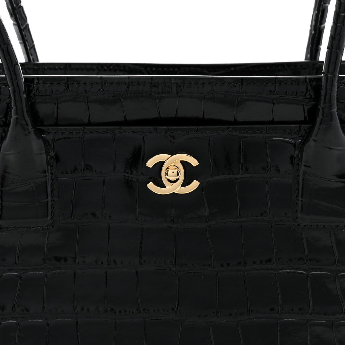 Calfskin Crocodile Embossed Small Archetype Black