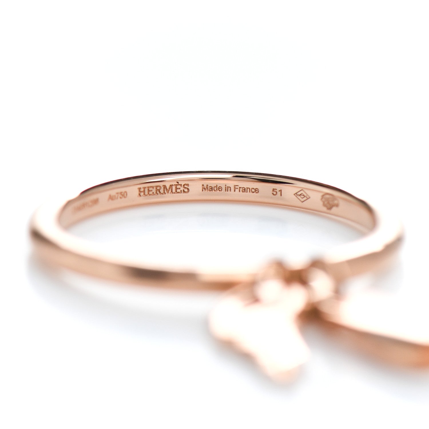 Hermes 18K Rose Gold PM Kelly Clochette Ring 51 5.75 4 of 5