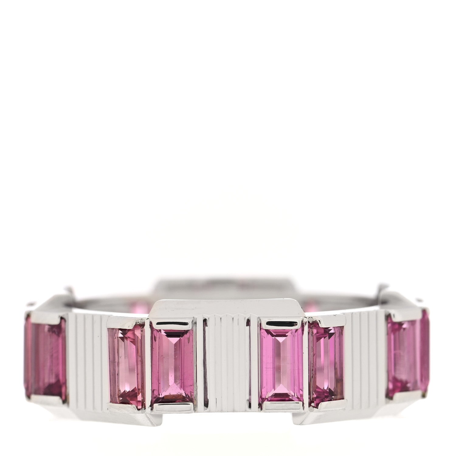 Gucci 18K White Gold Rubellite 7mm Link to Love Ring 50 5.5 3 of 4