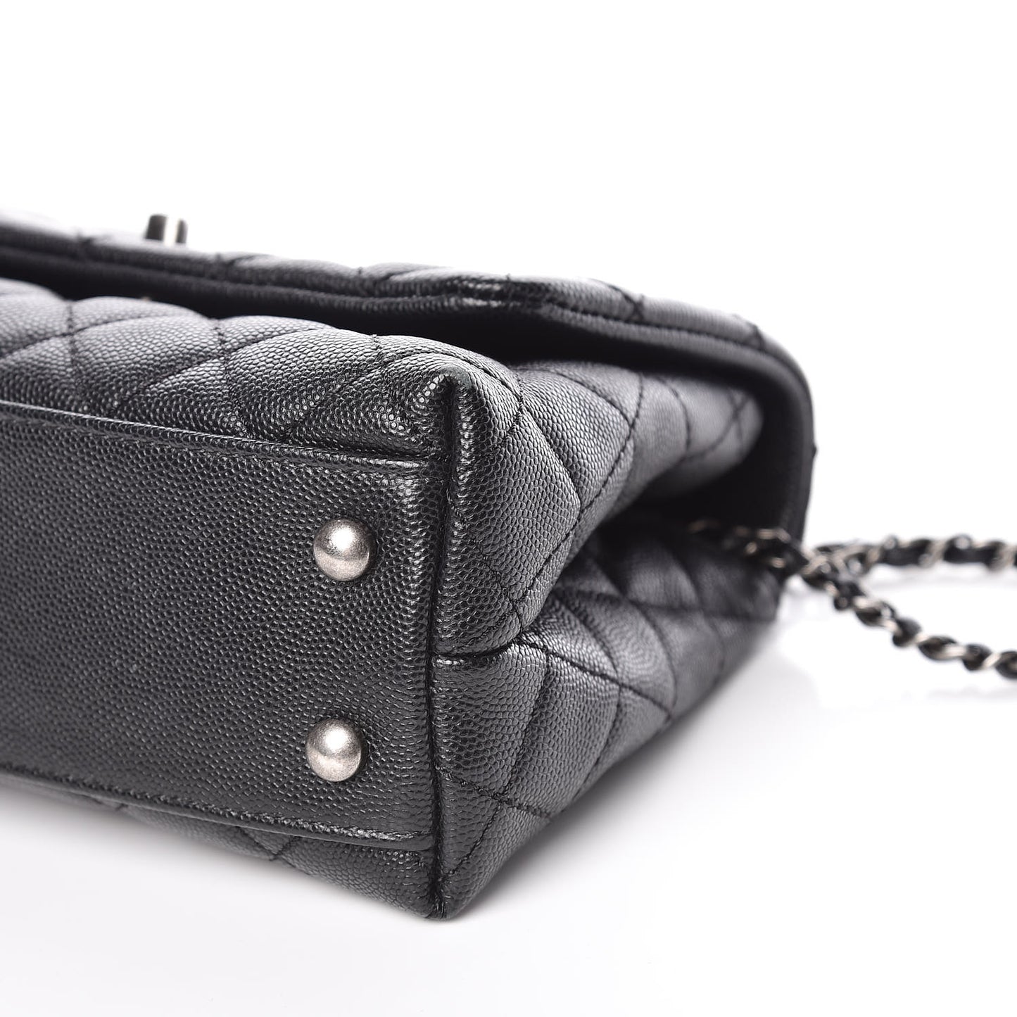 Caviar Lizard Quilted Mini Coco Handle Flap Black