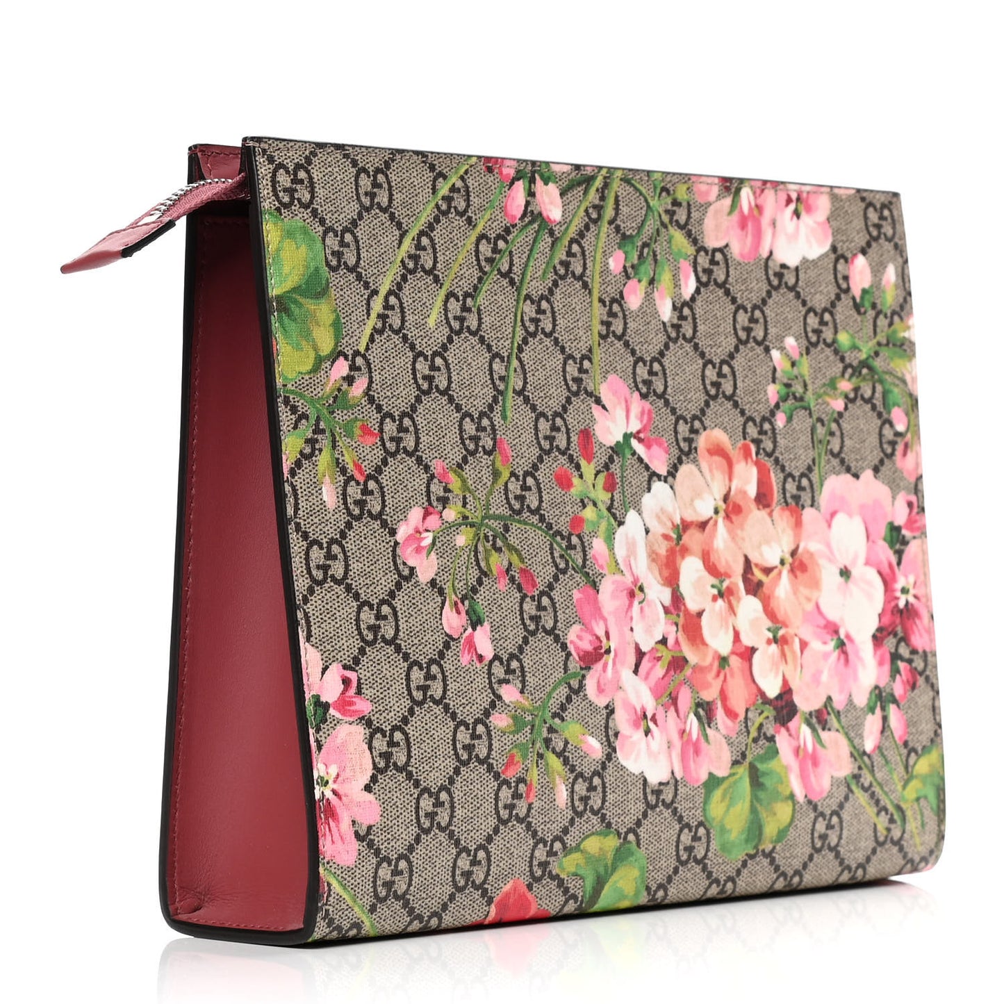 GG Supreme Monogram Blooms Large Cosmetic Case Beige Multicolor Dry Rose