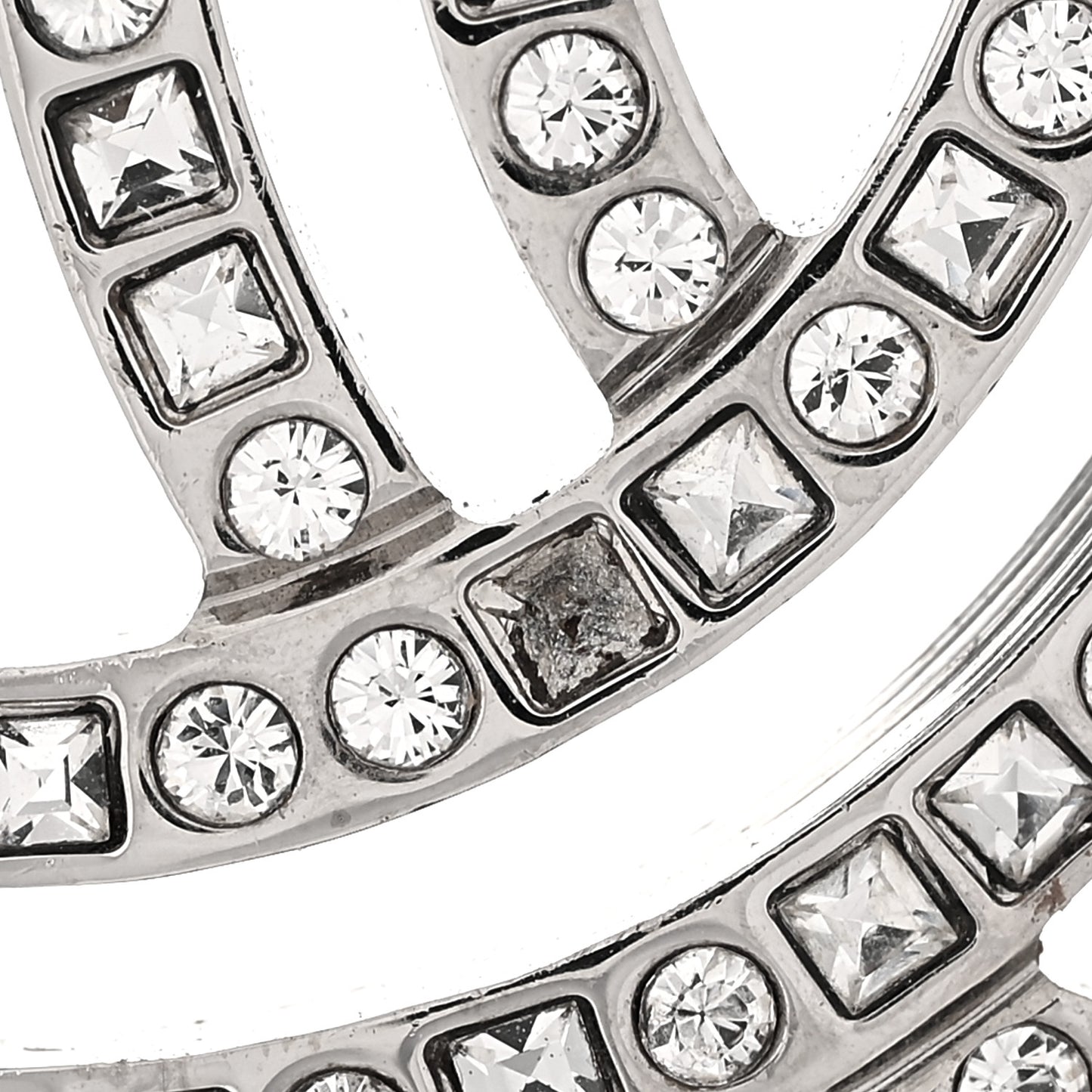 Metal Baguette Crystal CC Cuff Silver