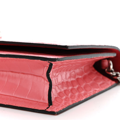 Alexander McQueen Calfskin Crocodile Embossed Skull Mini Crossbody Bag Pink 10 of 10