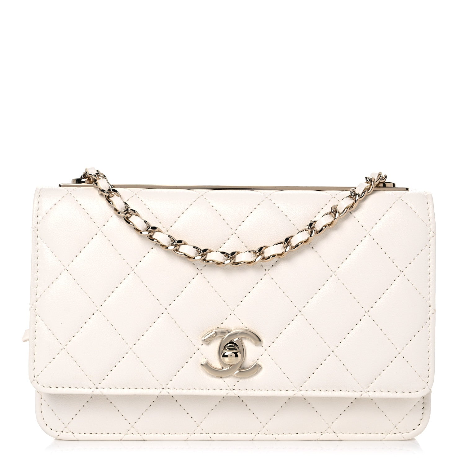 Chanel Lambskin Quilted Trendy CC Wallet On Chain WOC White 1 of 12