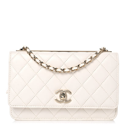 Chanel Lambskin Quilted Trendy CC Wallet On Chain WOC White 1 of 12