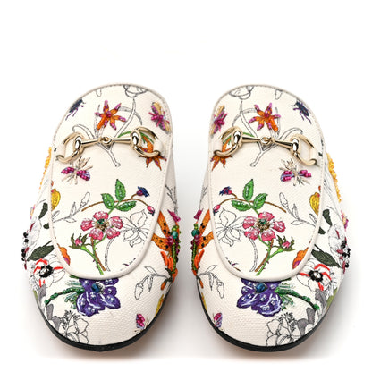 Gucci Canvas Flora Womens Princetown Slippers 36.5  White Multicolor 3 of 10