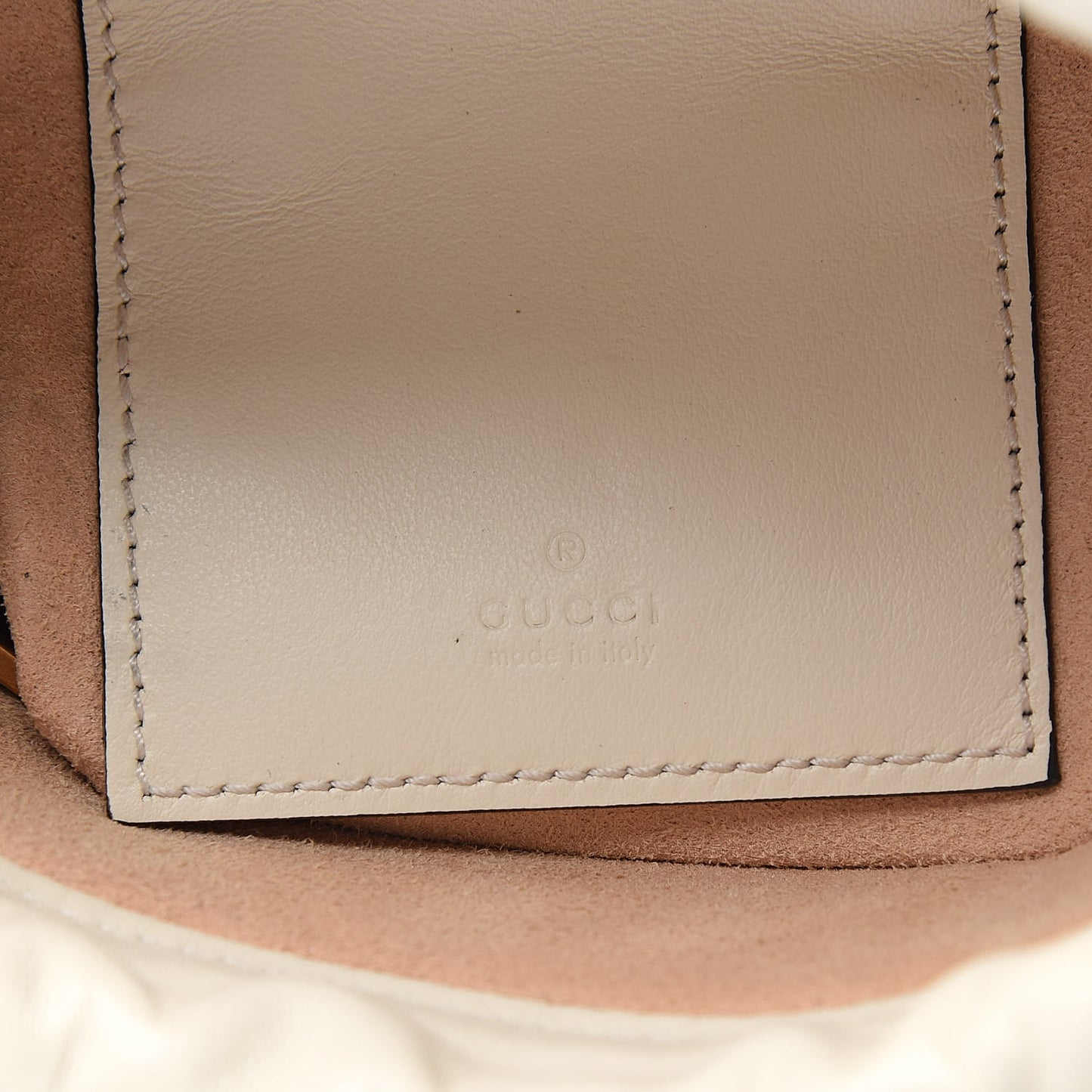 Calfskin Matelasse Mini GG Marmont 2.0 Bucket Bag White