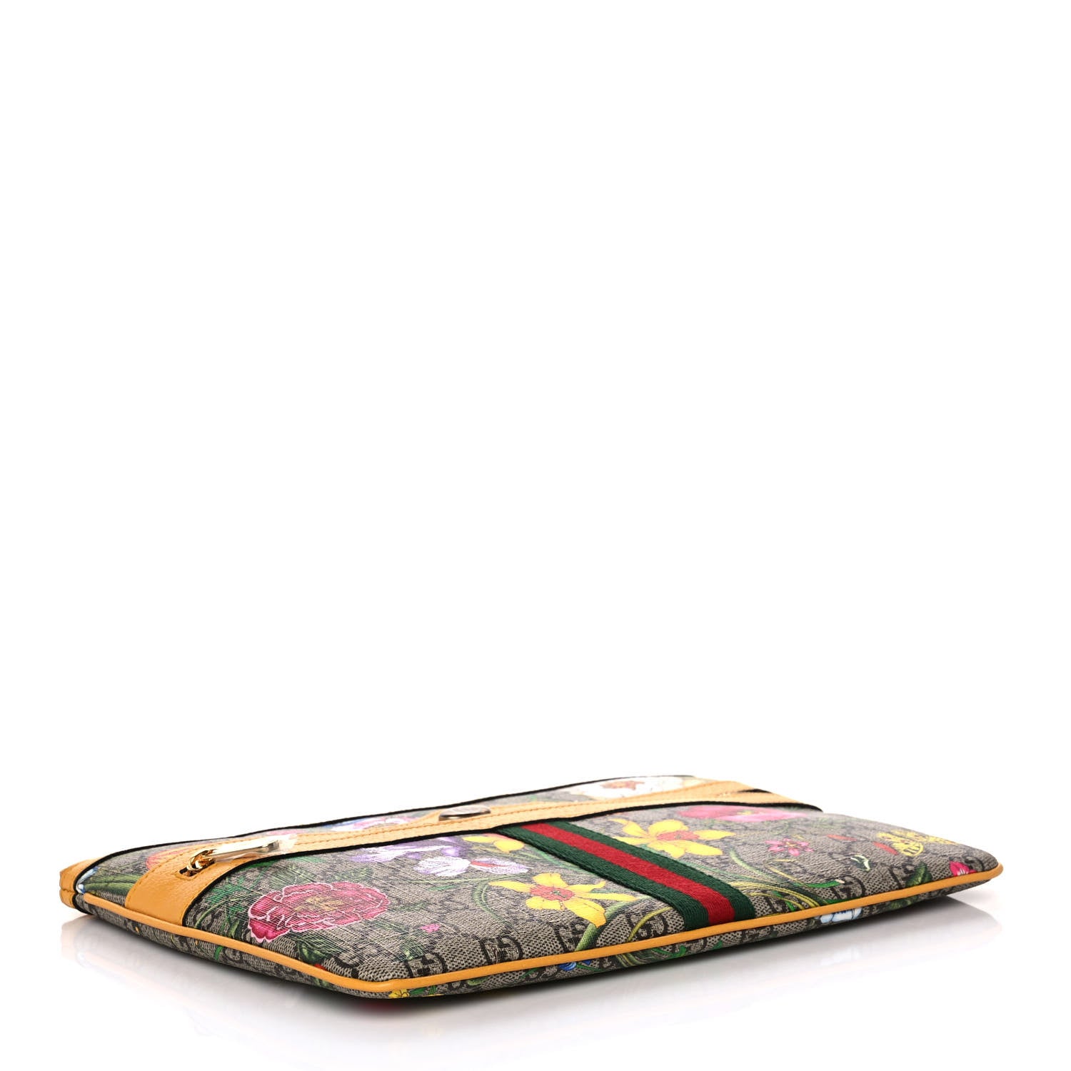 Gucci GG Supreme Monogram Flora Large Ophidia Pouch Clutch Beige Multicolor Crop 4 of 10