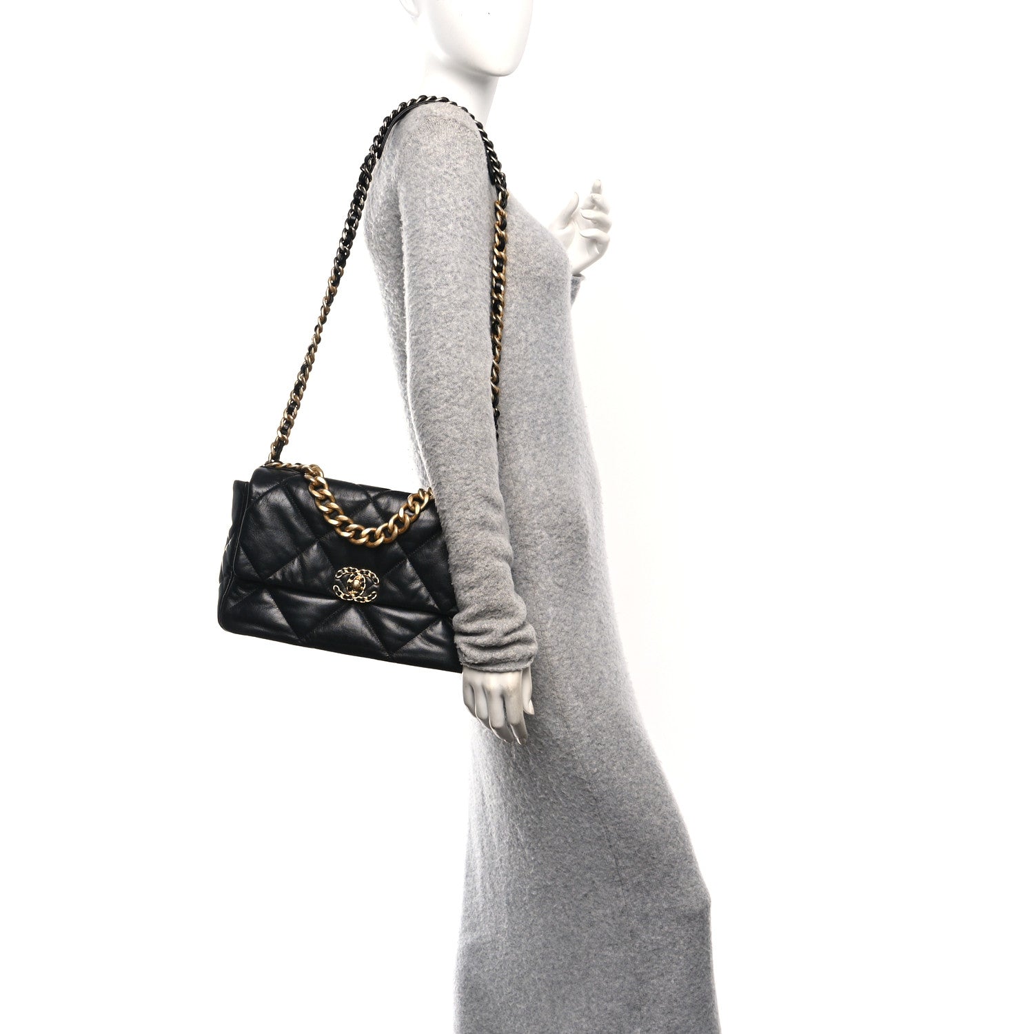 Chanel Goatskin Quilted Large Chanel 19 Flap Black 2 of 10