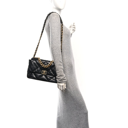 Chanel Goatskin Quilted Large Chanel 19 Flap Black 2 of 10