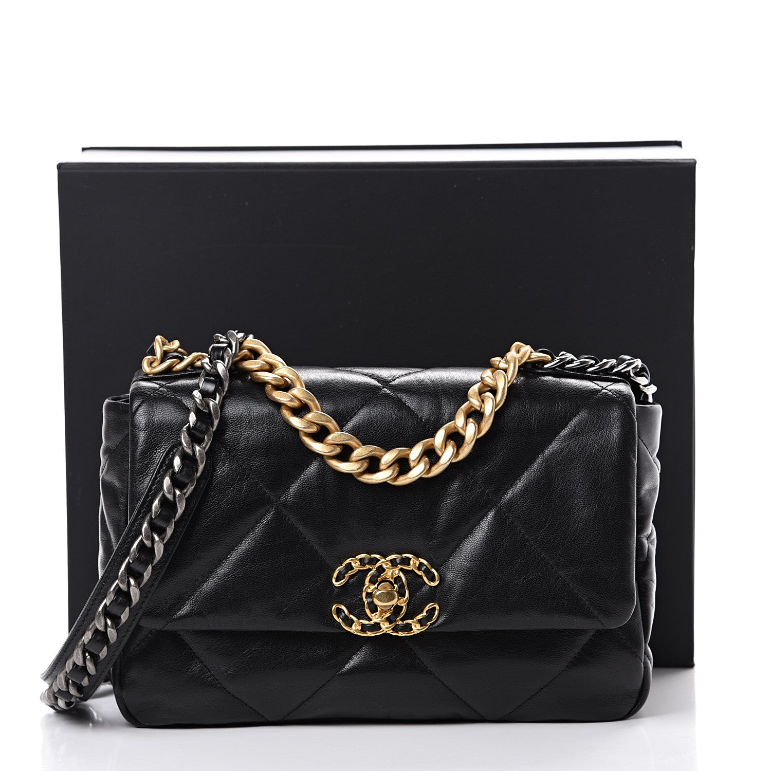 Chanel Goatskin Quilted Medium 19 Flap Black 10 of 10
