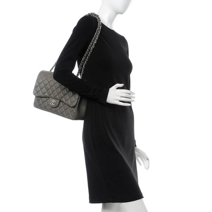 Chanel Caviar Quilted Jumbo Single Flap Grey 2 of 9