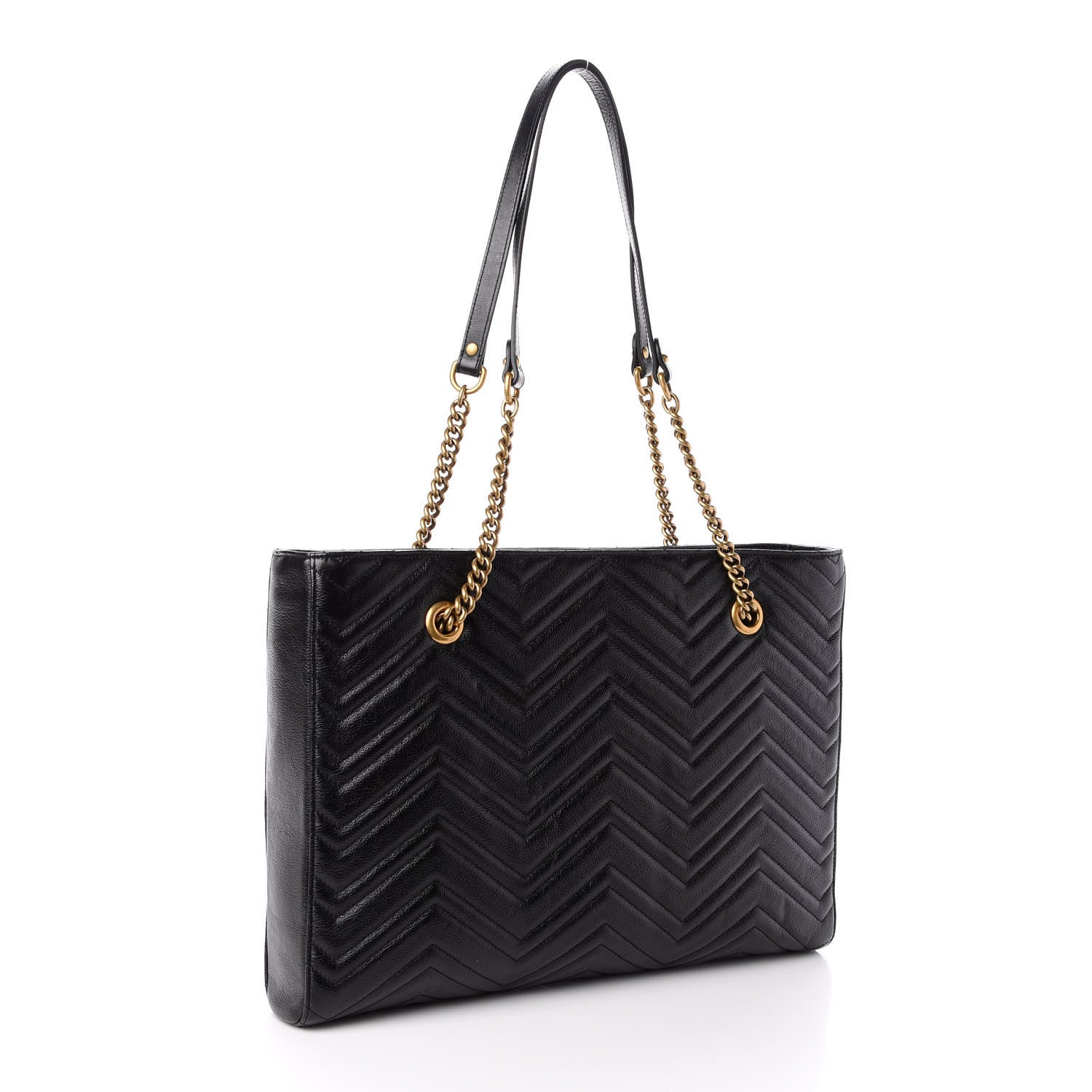 Gucci Vintage Calfskin Matelasse Medium GG Marmont Slim Tote Black 3 of 9
